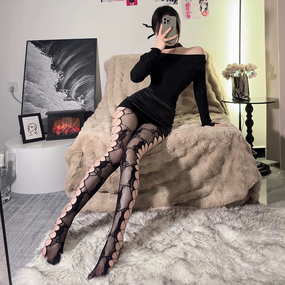 Sweet Rose Fantasy – Lace Trim Fishnet Suspender Stockings-WeLovePlugs