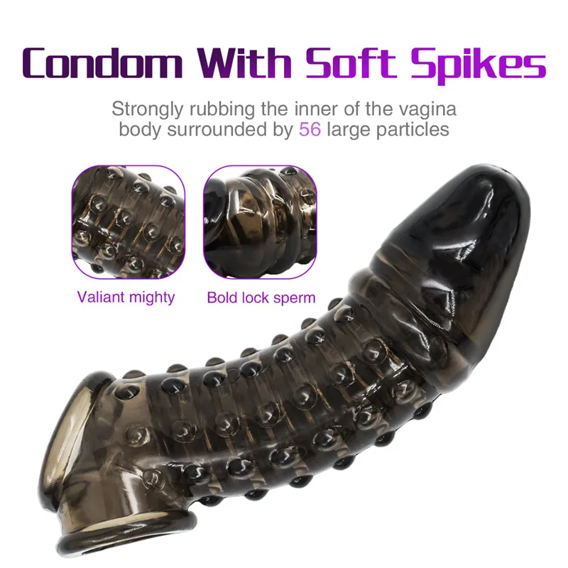 Penis Sleeve Reusable Condom Extender Penises With Particles -WeLovePlugs
