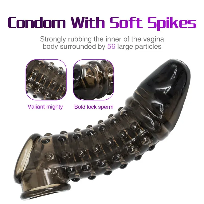 Penis Sleeve Reusable Condom Extender Penises With Particles -WeLovePlugs