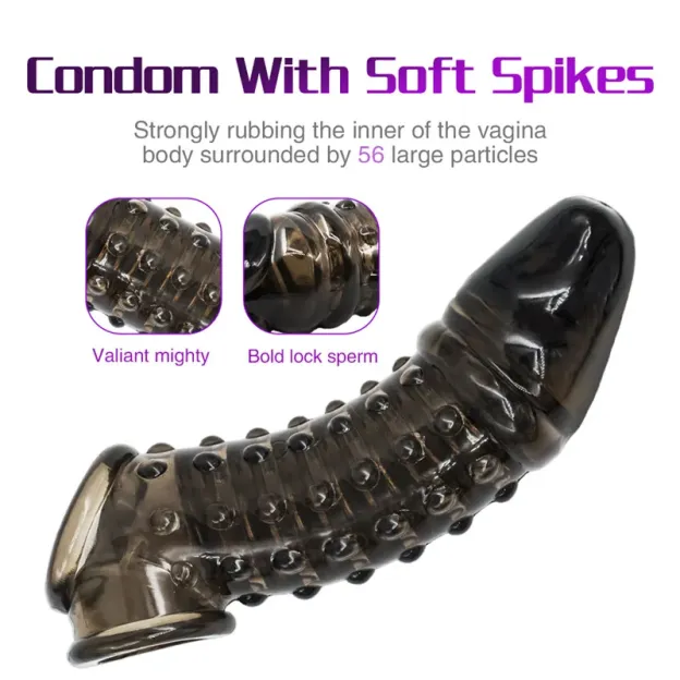 Penis Sleeve Reusable Condom Extender Penises With Particles -WeLovePlugs