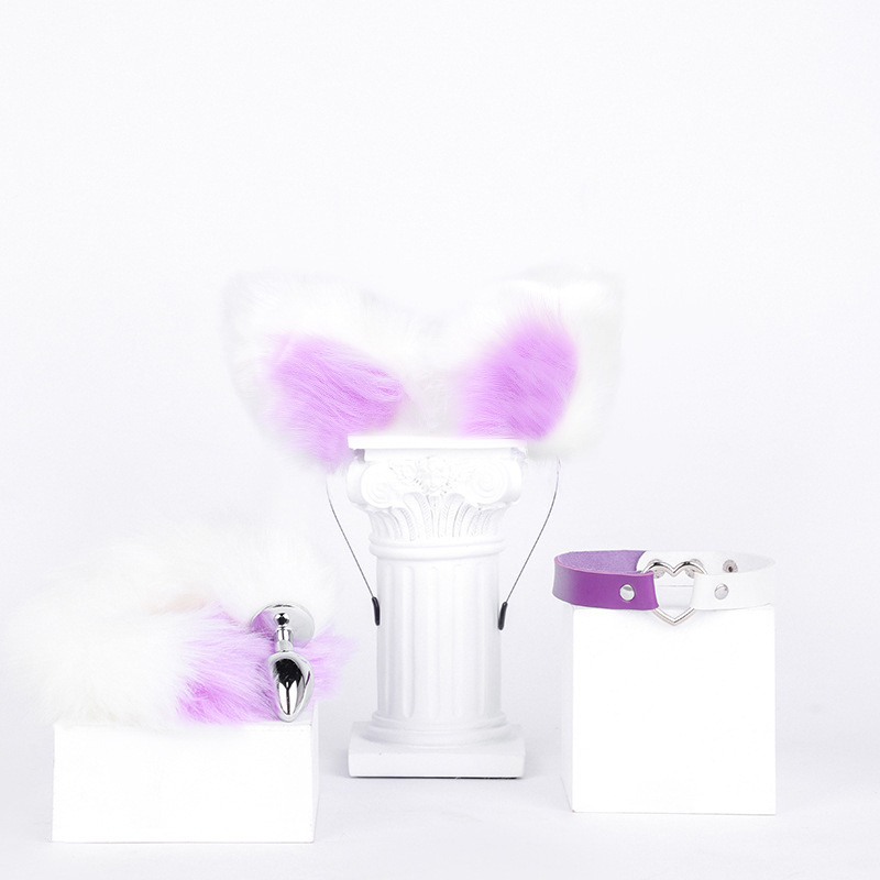 Three-piece Fox Tail Costume Set - White & Purple - image 10