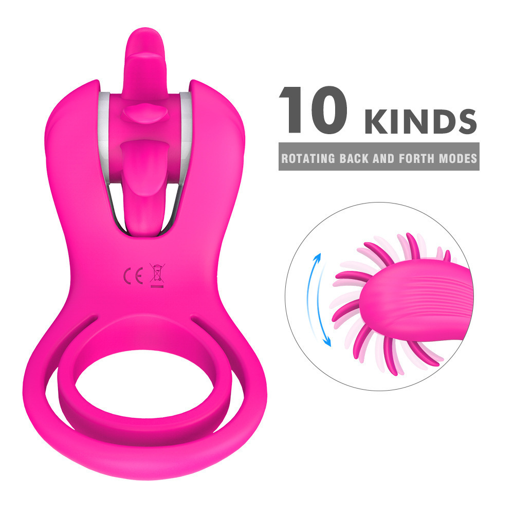 Dual Spinning Penis Ring - Rose - image 8