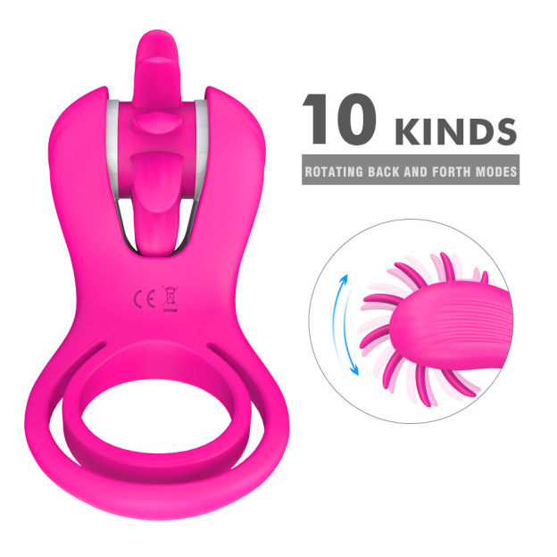 Dual Spinning Penis Ring - Rose - image 8