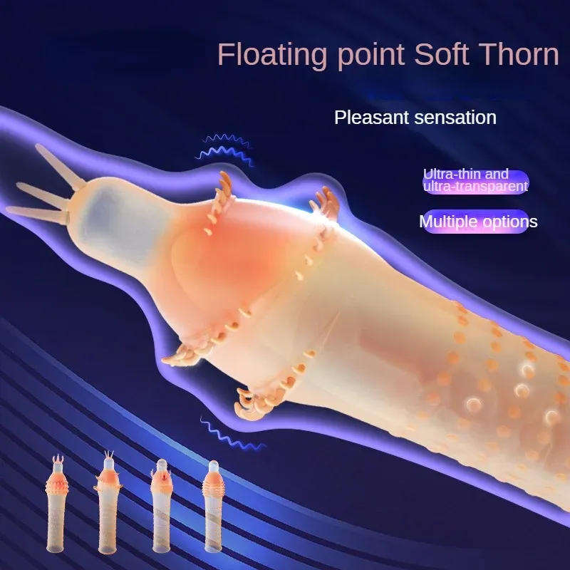 Vibrating Condoms Penis Sleeve Delay Ejaculation Thorn Dot G Spot Cover -WeLovePlugs