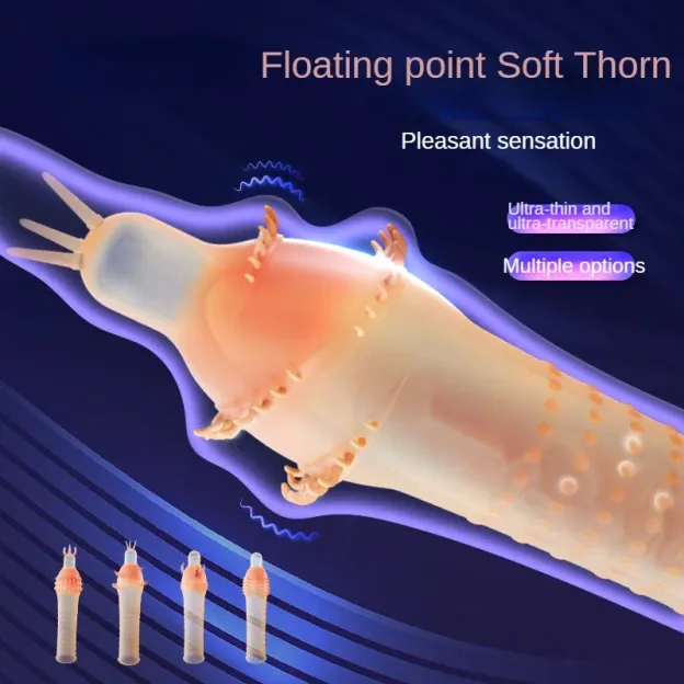 Vibrating Condoms Penis Sleeve Delay Ejaculation Thorn Dot G Spot Cover -WeLovePlugs