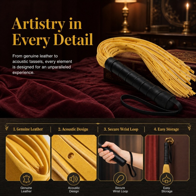 Yellow Pu Leather Tassels Flogger Horse Riding Whip - image 9