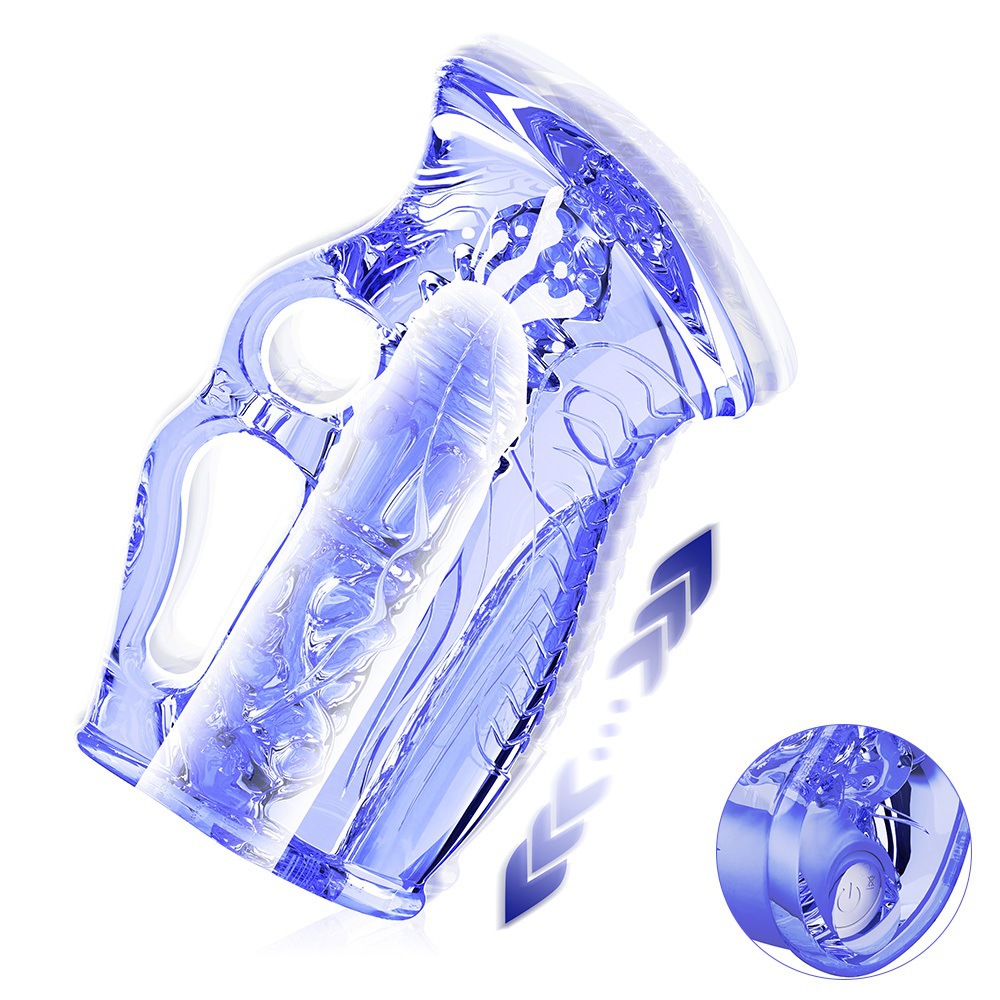Open-Ended Male Stroker with 3D Beaded Penis Sleeve – Manual & Vibrating Versions Available