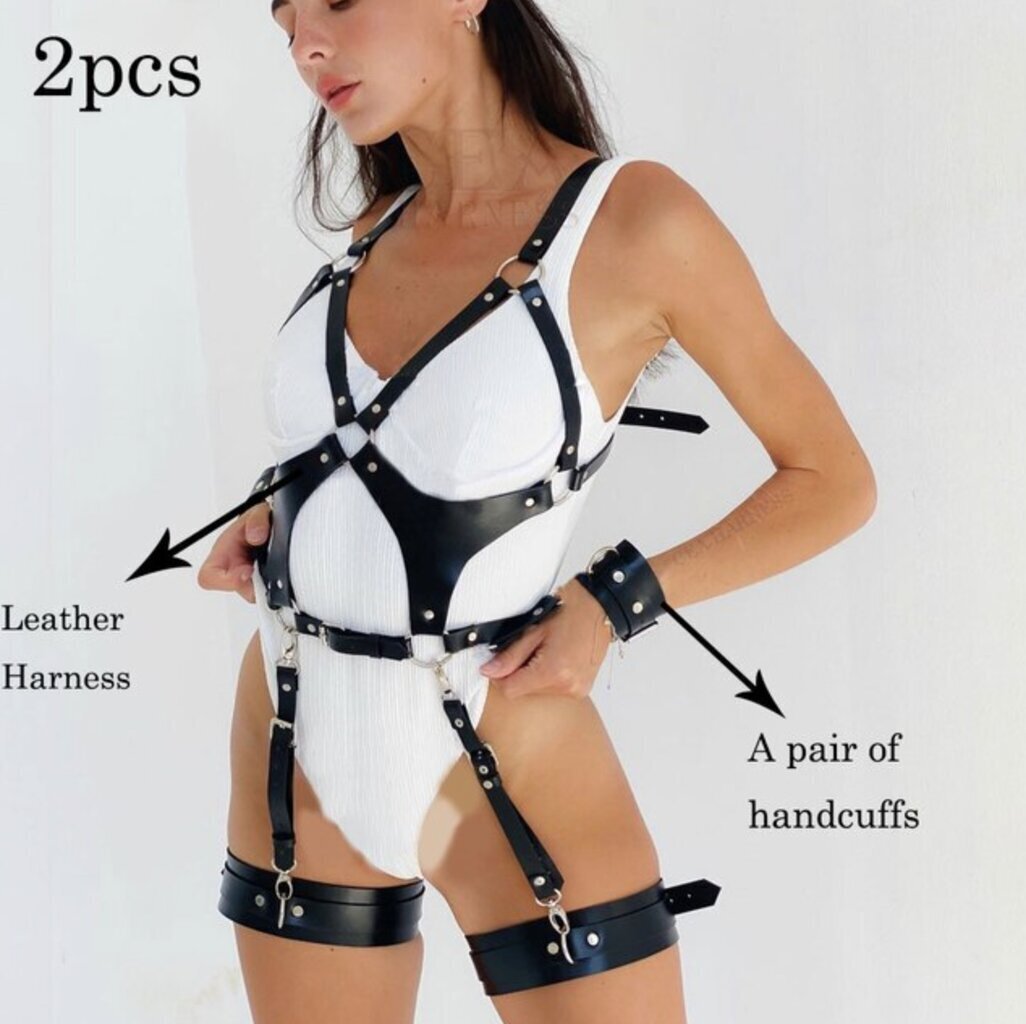 Sexy Faux Leather Open Back Lingerie Set with Adjustable Garter Belt – Erotic Camisole Nightwear-WeLovePlugs