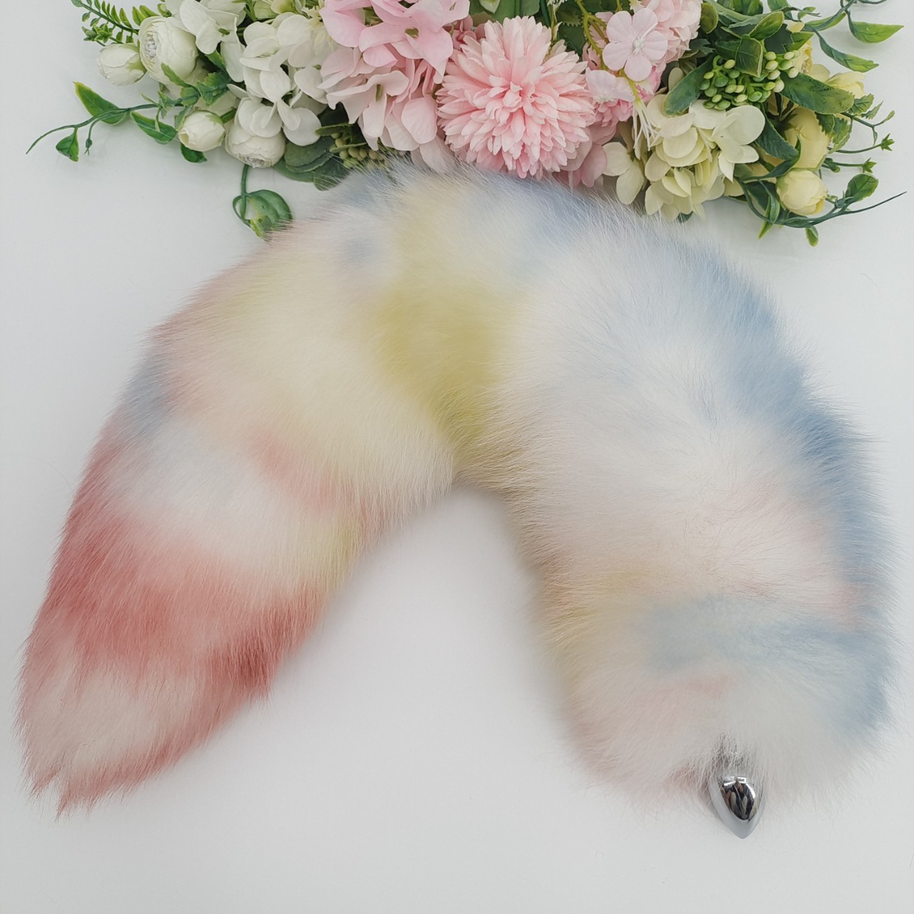 Candy Color Handmade Detachable Plug Fox Tail - 70cm - image 1