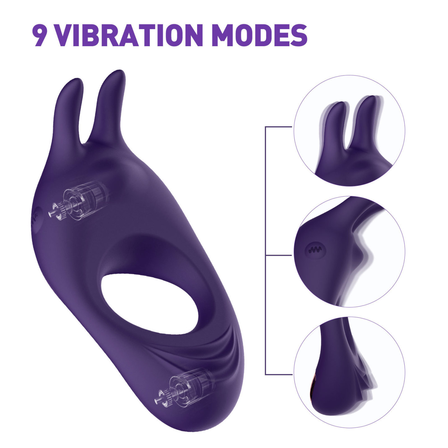 9 Vibrating Rabbit Purple Cock Ring-WeLovePlugs