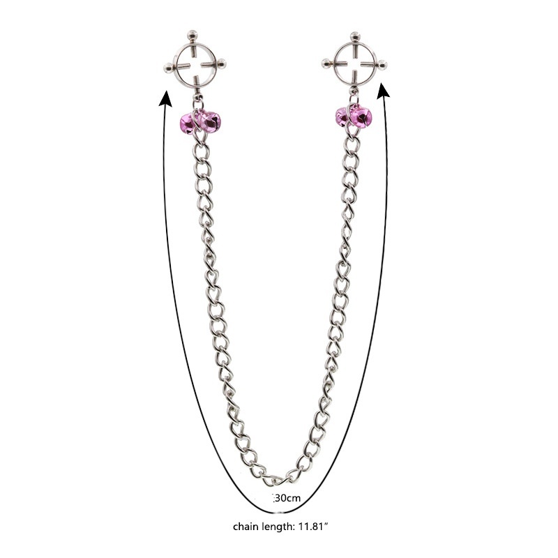 BDSM Chain Nipple Clamps Clip with Bell -WeLovePlugs