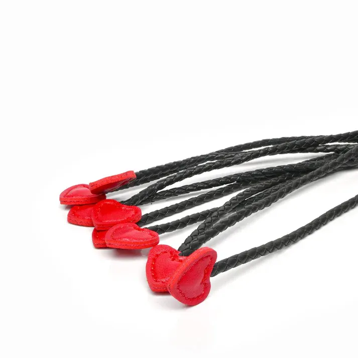8-Tail Vegan Leather Whip with Red Heart Tips - image 4