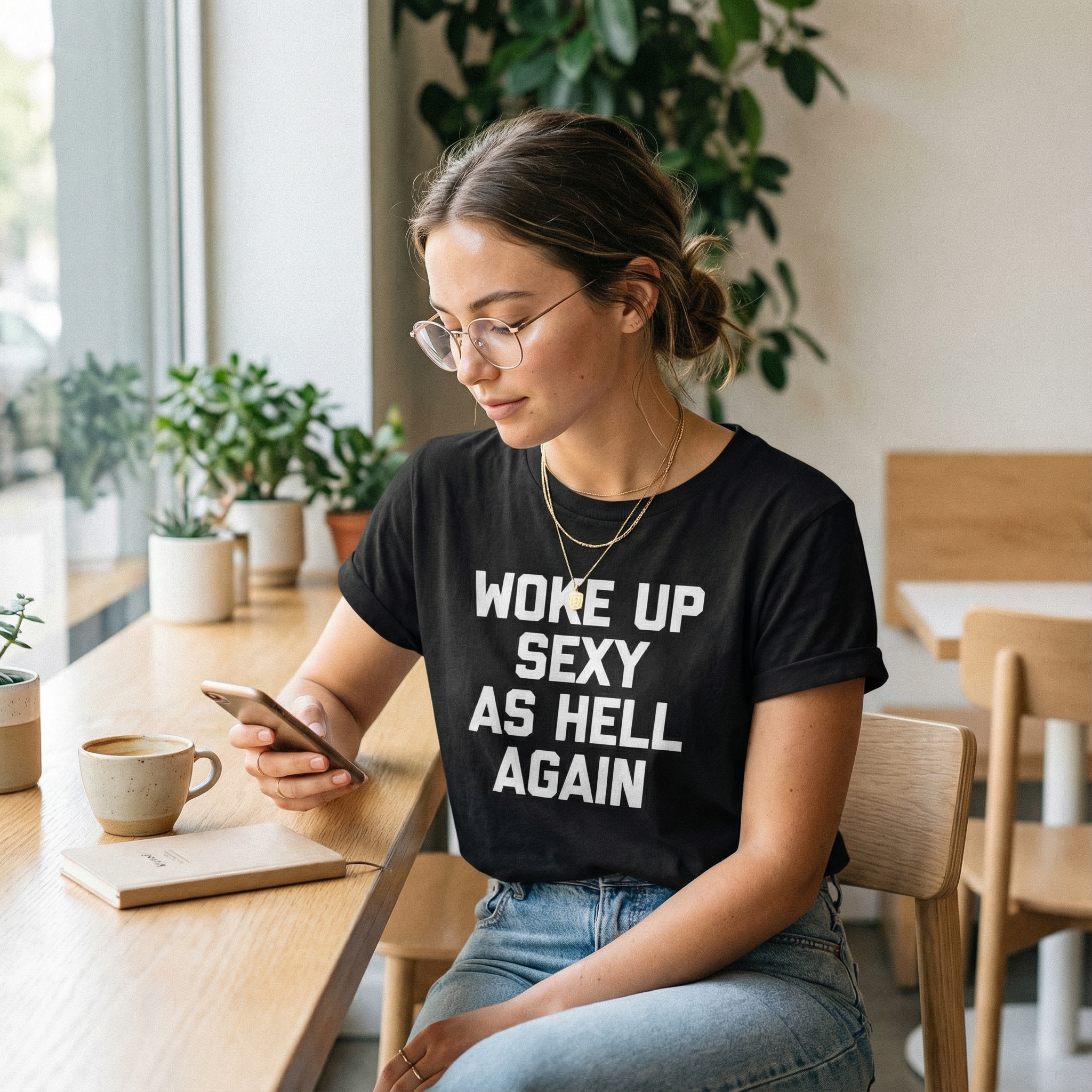 Woke Up Sexy As Hell Again Feeling Beautiful Self-Love Humor T-Shirt - image 8