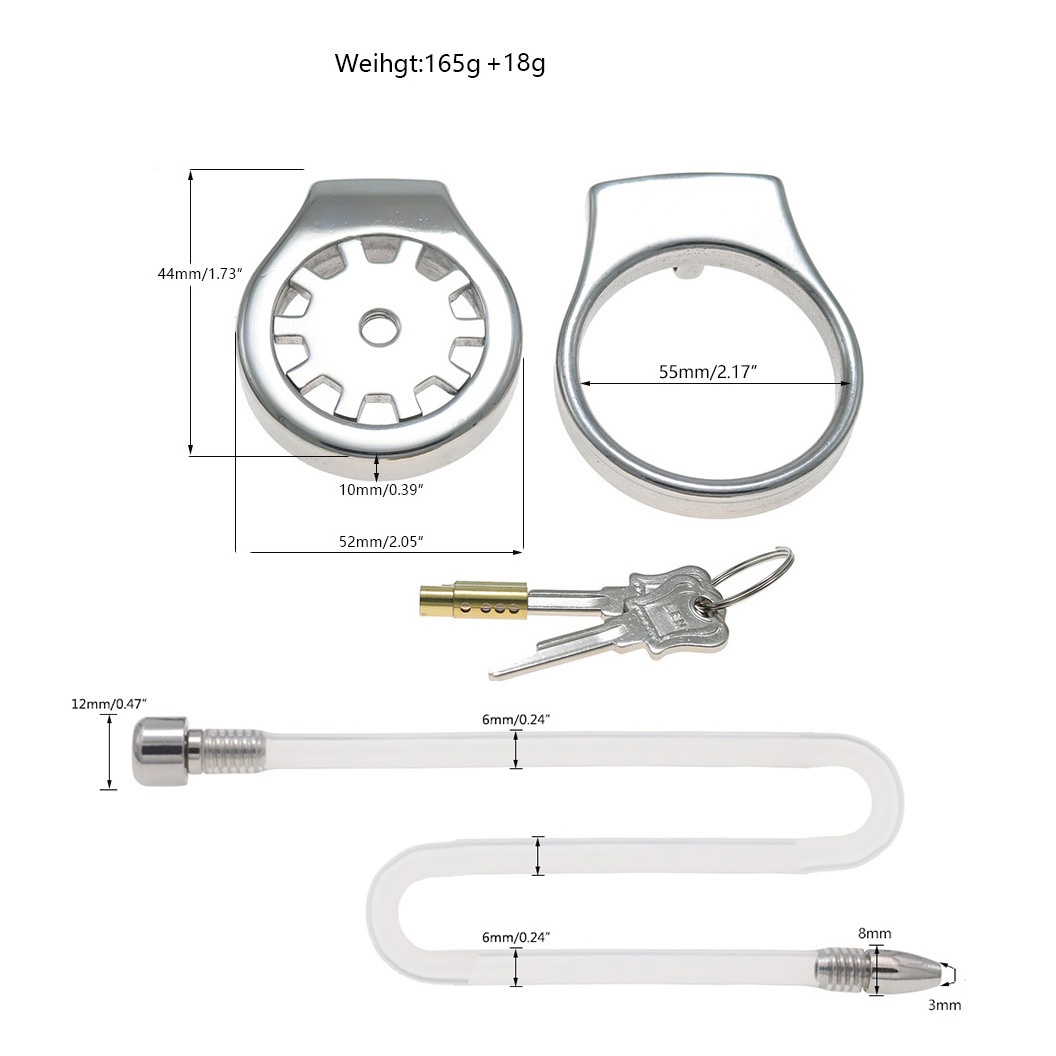 Thickened Stainless Steel Chastity Cage with 11.8-Inch Catheter – 4 Ring Sizes-WeLovePlugs