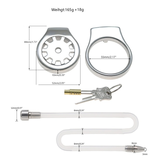 Thickened Stainless Steel Chastity Cage with 11.8-Inch Catheter – 4 Ring Sizes-WeLovePlugs