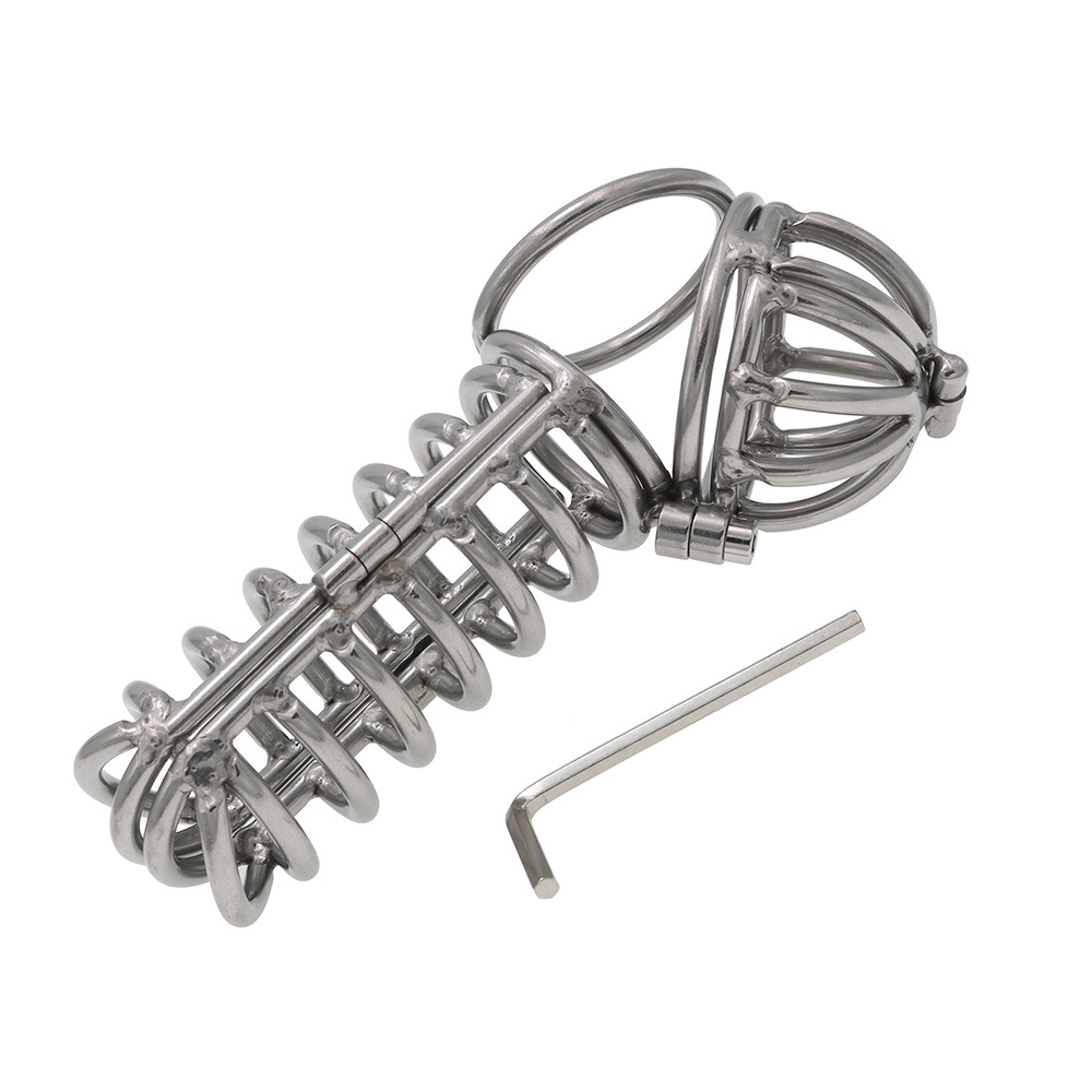 2-in-1 3d Metal Testicle And Chastity Cage-WeLovePlugs