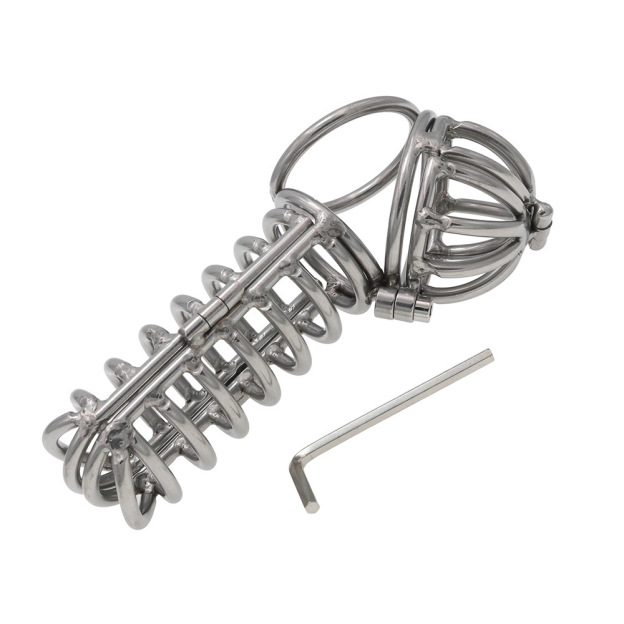 2-in-1 3d Metal Testicle And Chastity Cage-WeLovePlugs
