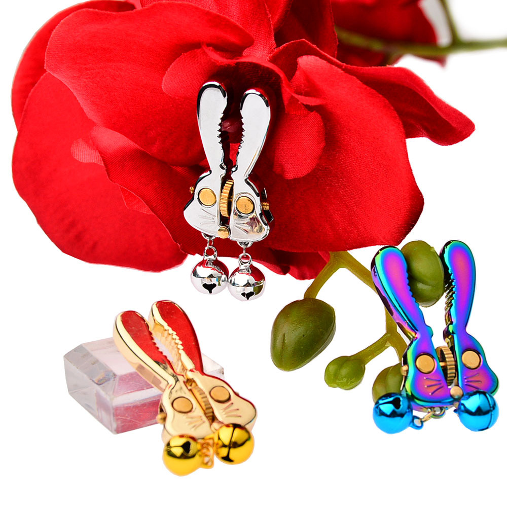 Adjustable Bunny Nipple Clamps – Sensory Play with Bells & BDSM Gear Control-WeLovePlugs