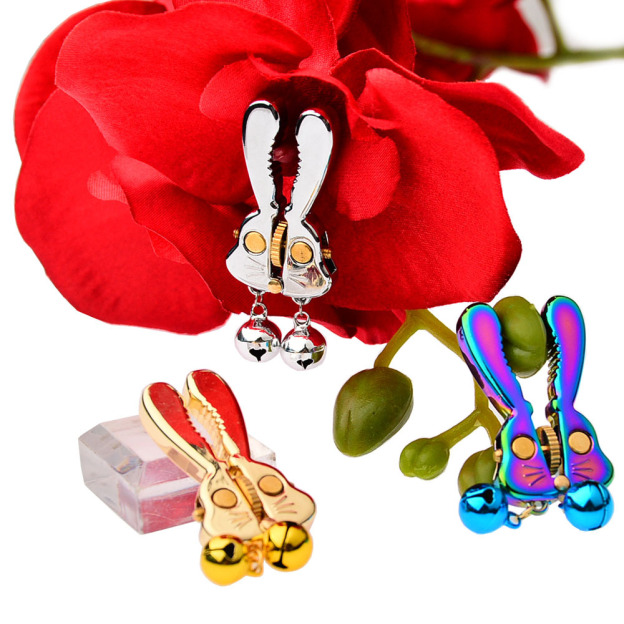 Adjustable Bunny Nipple Clamps – Sensory Play with Bells & BDSM Gear Control-WeLovePlugs