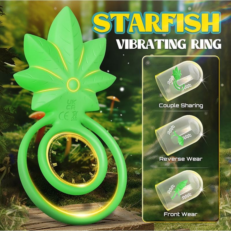 Weed Shape Dual-Ring Vibrator  Leaf-Designed Couples' Cock Ring   WeLovePlugs