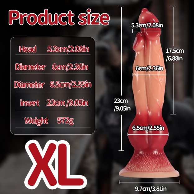 Triple-Knot Canine Fantasy Dildo - Nude - XL - image 18