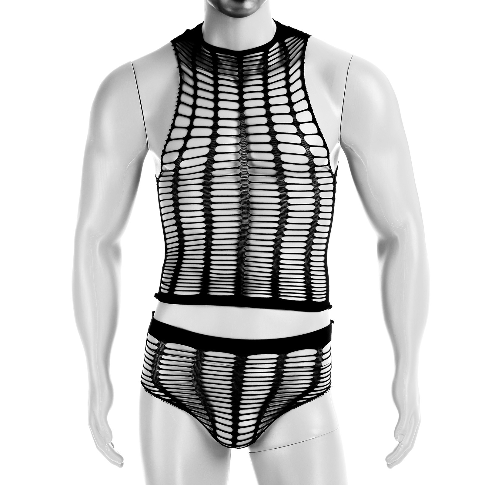 Set Men Briefs Vest Underwear Sexy Hollow - A - One Size - image 7