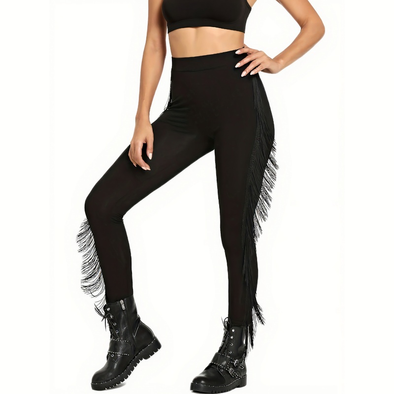 Rhinestone Fringe Legging - Black - XXL - image 9