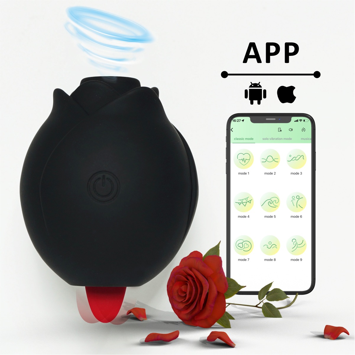 14 Modes Rose Vibrator - APP Control - Black - image 15