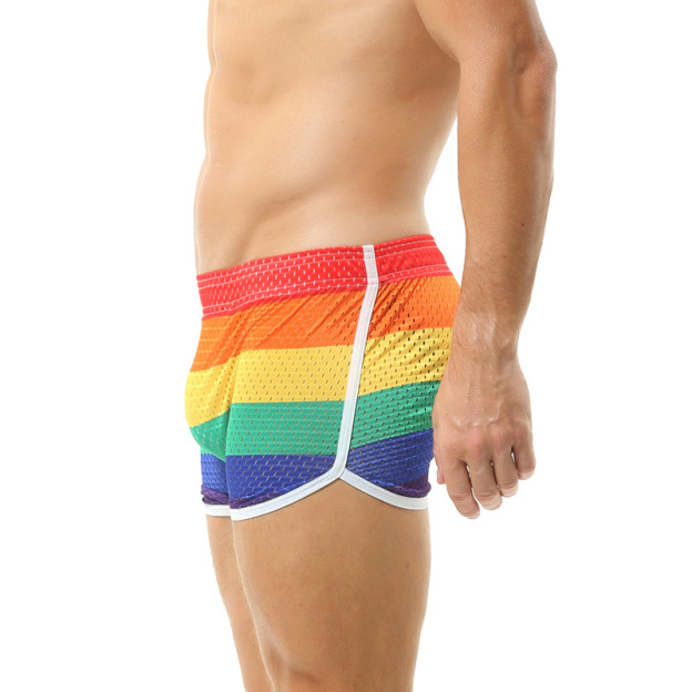 Men Sexy Rainbow Breathable Mesh Skirt Elastic Boxer Shorts  - image 1