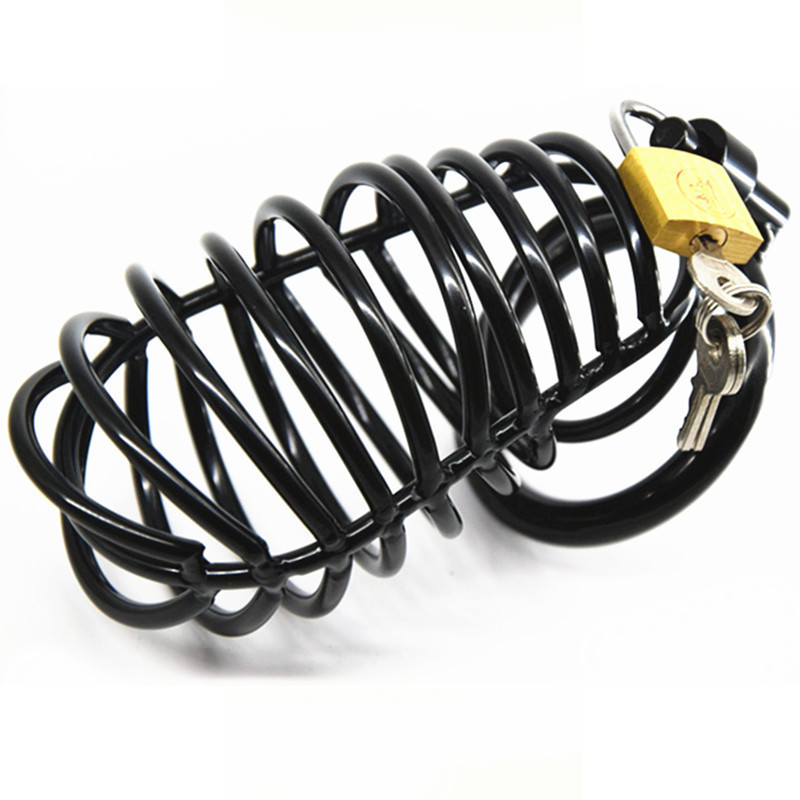 Black Stainless Steel Chastity Cage -WeLovePlugs