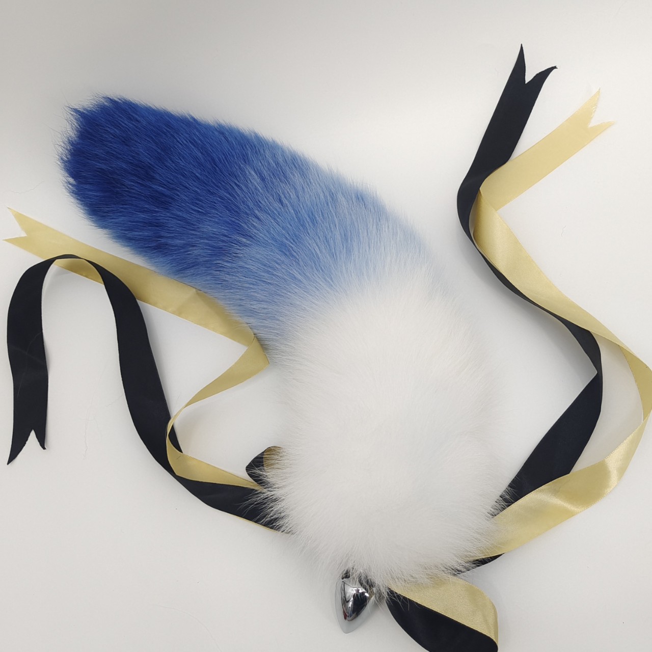 Gradient Royal Blue Handmade Detachable Plug Fox Tail - 50cm - 50 cm Tail · 4.0 cm Plug - image 2