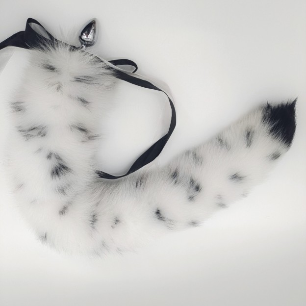 Spotted Color Handmade Detachable Plug Fox Tail - 40cm - 40 cm Tail · 4.0 cm Plug - image 3