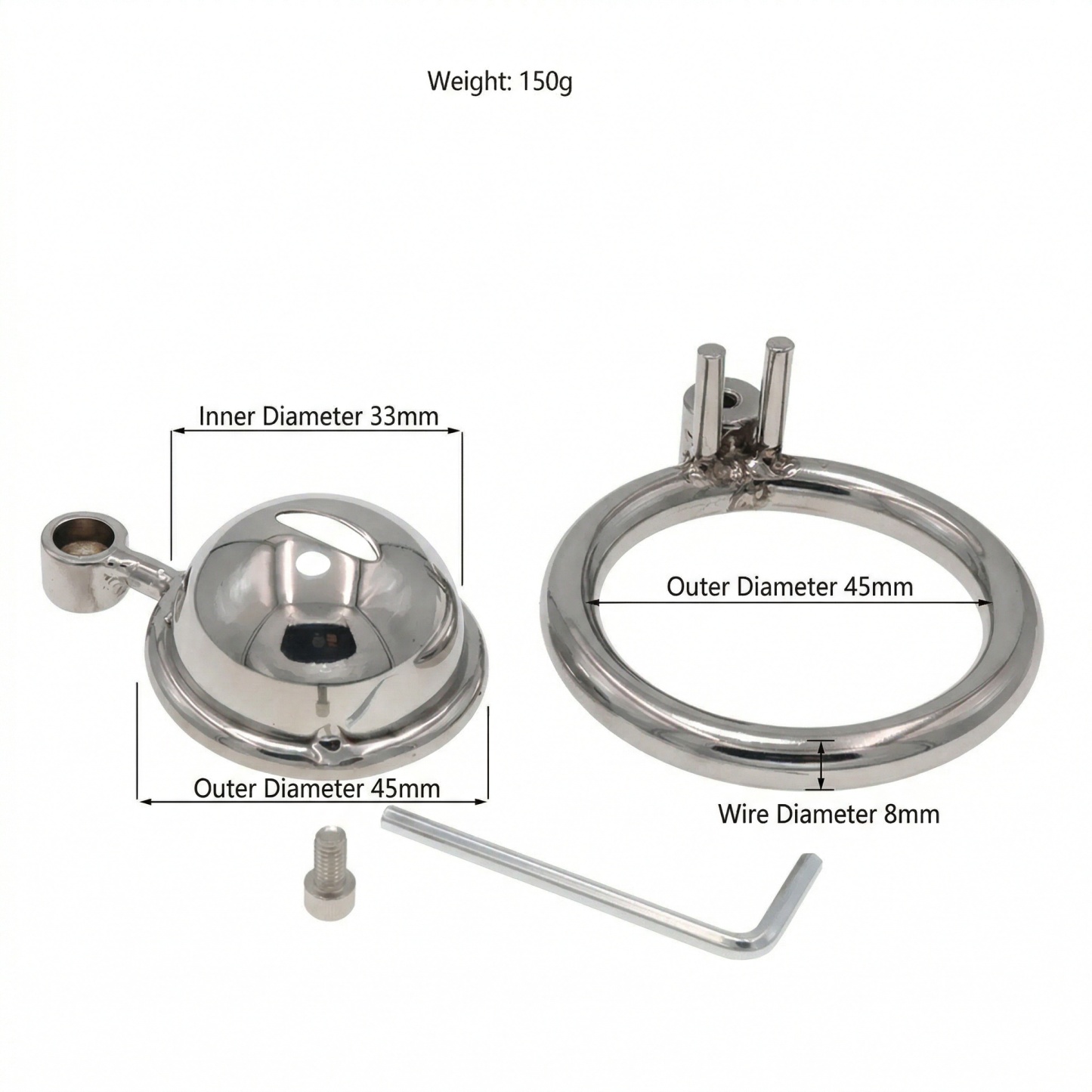 Men's Adjustable Stainless Steel Chastity Cage - 45mm - image 4