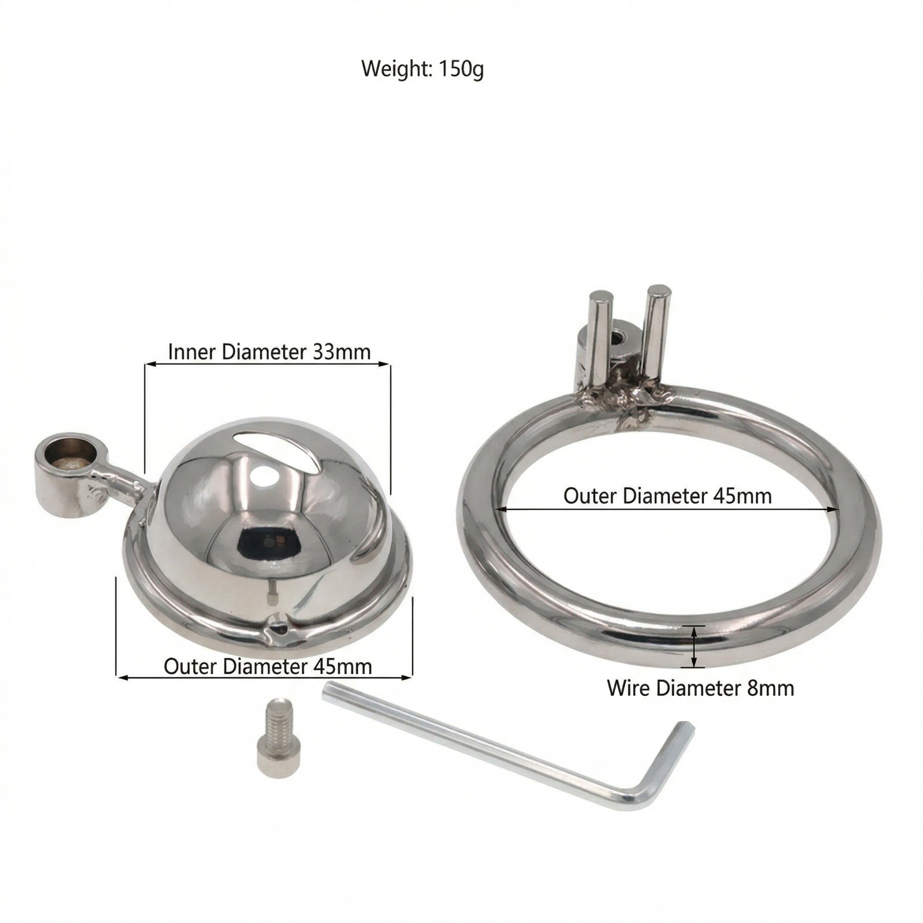 Men's Adjustable Stainless Steel Chastity Cage - 45mm - image 4