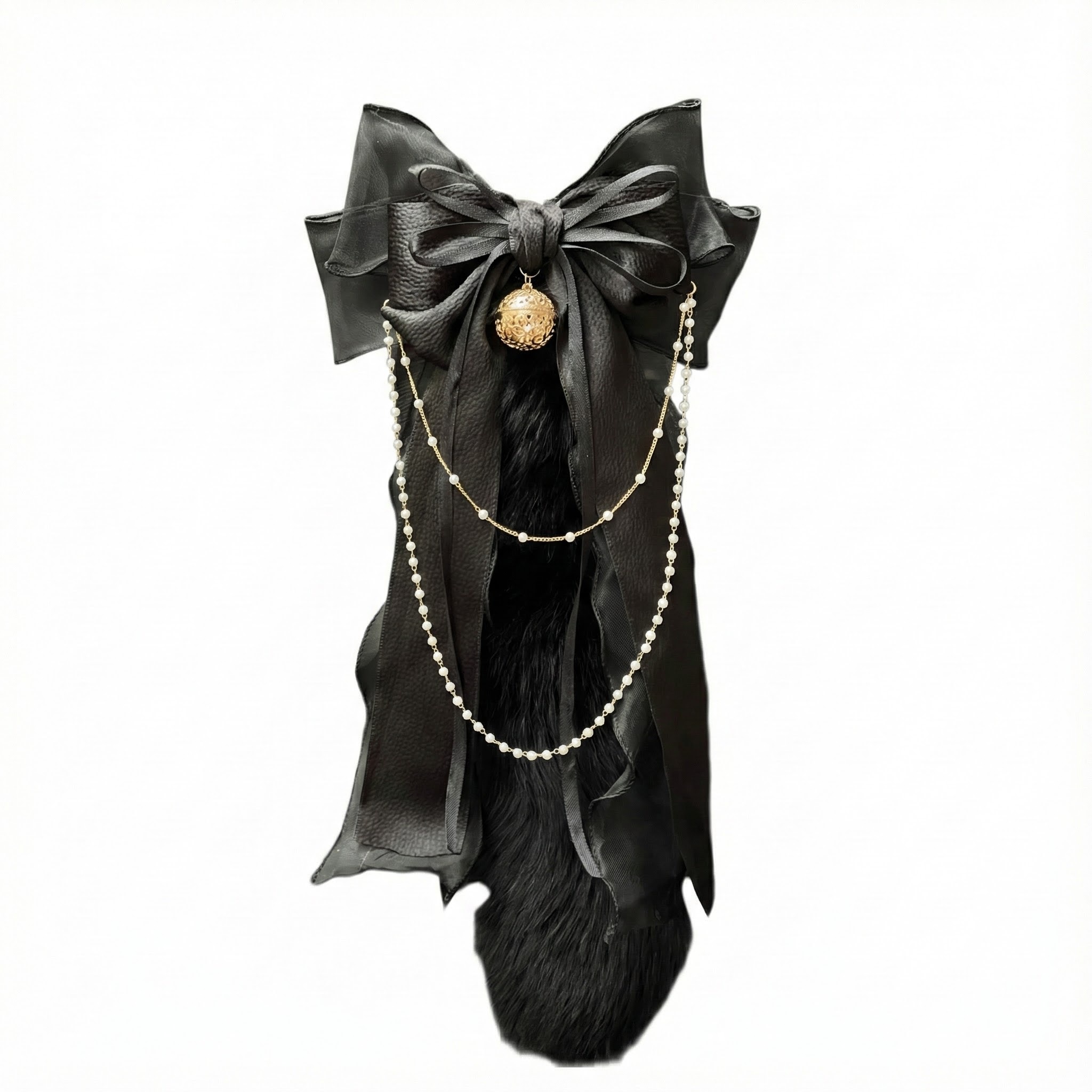 Luxury Fox Tail Plug Set – 15.7" Plush Tail With Pearl Chain & Interchangeable Plug Heads - Black - 4.0cm - image 10