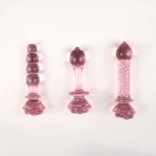 Pink Rose Glass Dildo - image 3
