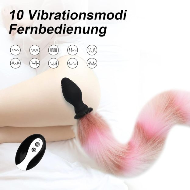 Multicolor Fox Tail Light Up Butt Plug with Remote 