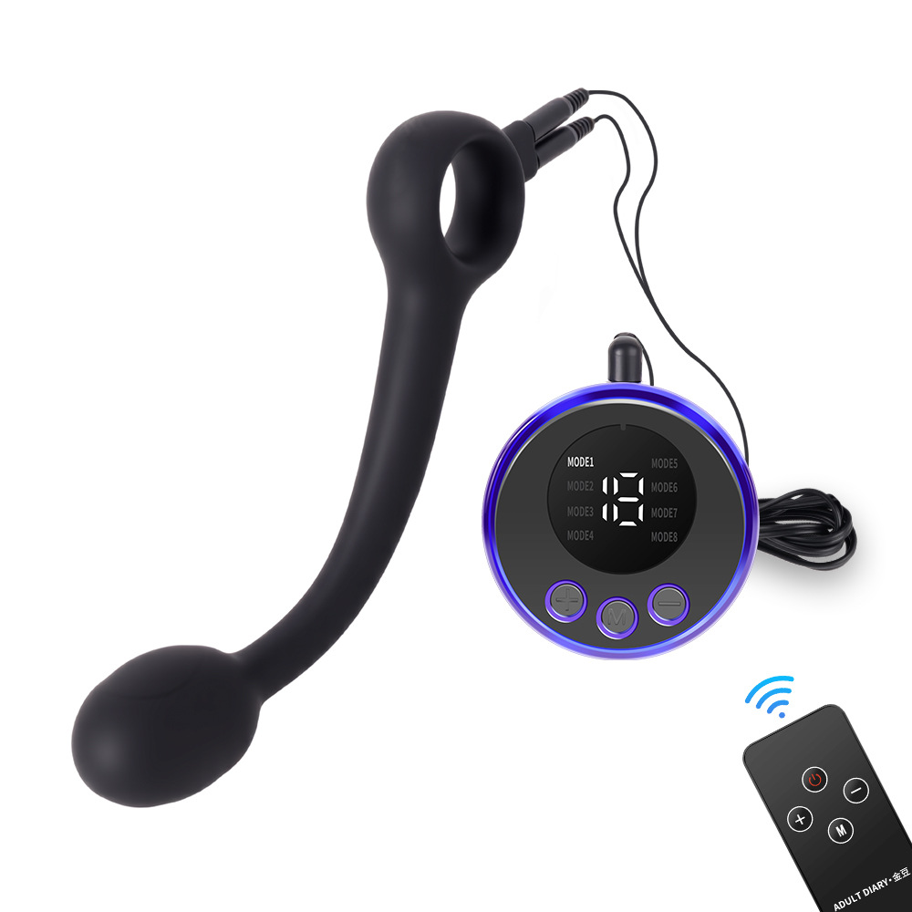 Electric Shock Prostate Massager With Hollow Ring - Black - image 7