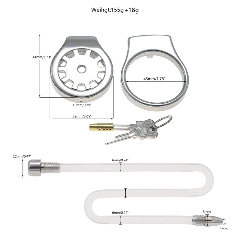 Thickened Stainless Steel Chastity Cage with 11.8-Inch Catheter – 4 Ring Sizes-WeLovePlugs