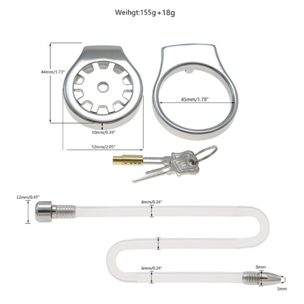Thickened Stainless Steel Chastity Cage with 11.8-Inch Catheter – 4 Ring Sizes-WeLovePlugs