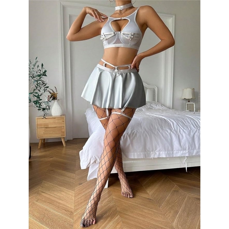 Seductive O-Ring Skirt Lingerie Set