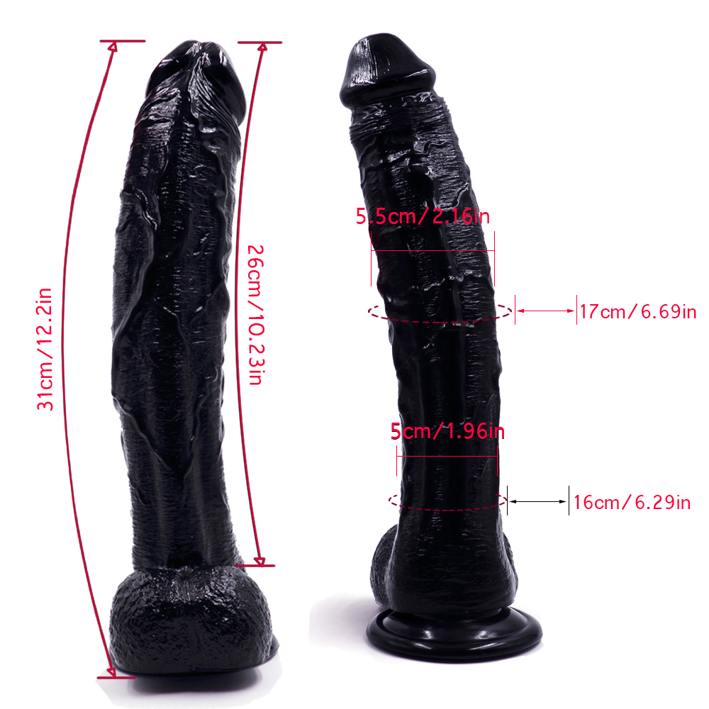 Realistic Silicone Extra Long 12-inches Big Dildo with Balss & Suction Cup