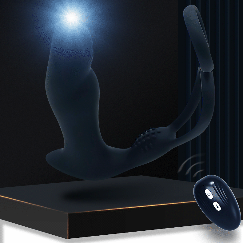 Remote Vibration Prostate Butt Plug With Double Cock Ring -WeLovePlugs