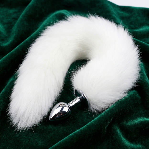 White Fox Tail Butt Plug • 18.1 Inch Tail - image 3