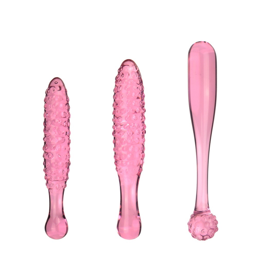 Cucumber Shaped Glass Butt Plug Beaded Dildo