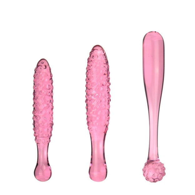 Cucumber Shaped Glass Butt Plug Beaded Dildo