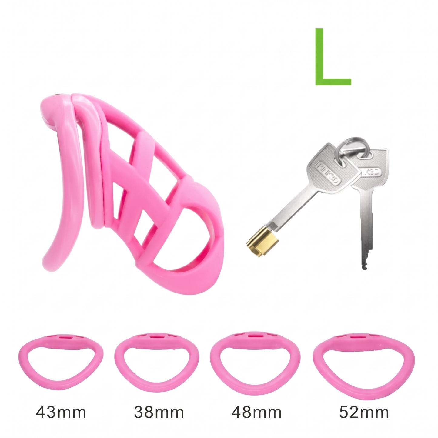 StealthCore Male Chastity Cage - Pink L Arc Ring - image 15