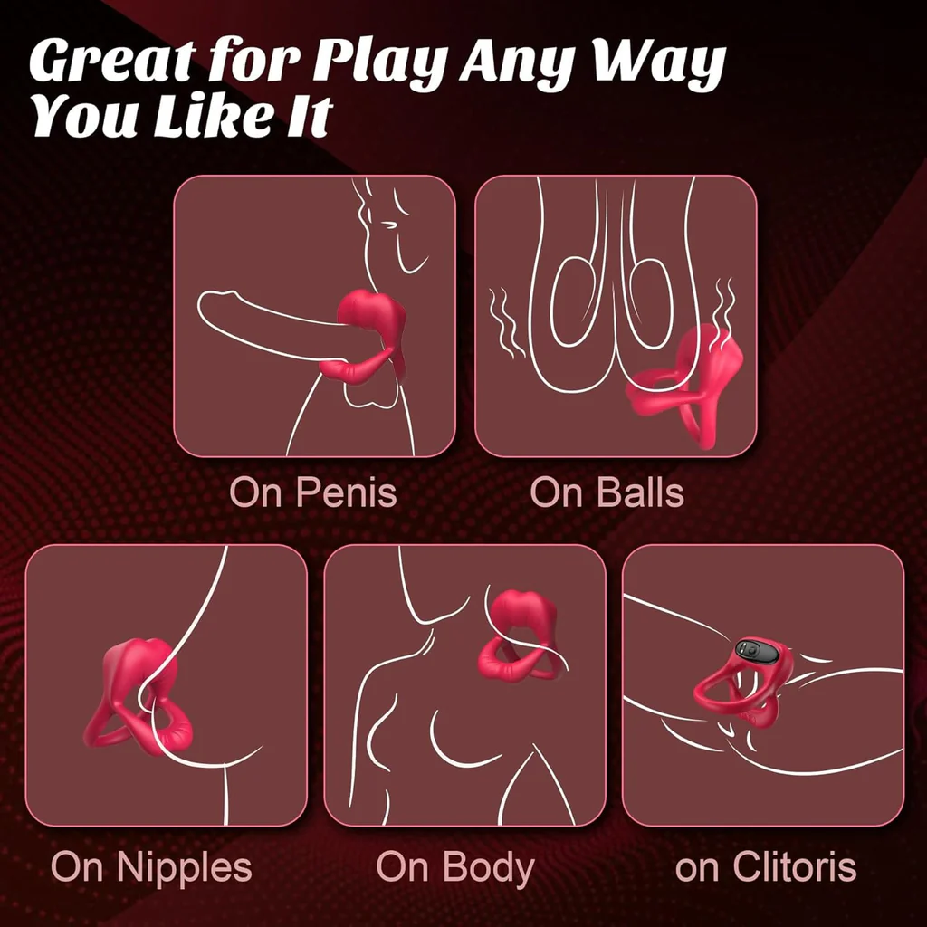 Rose Vibrating Cock Ring with Sexy Licking Clitoris-WeLovePlugs