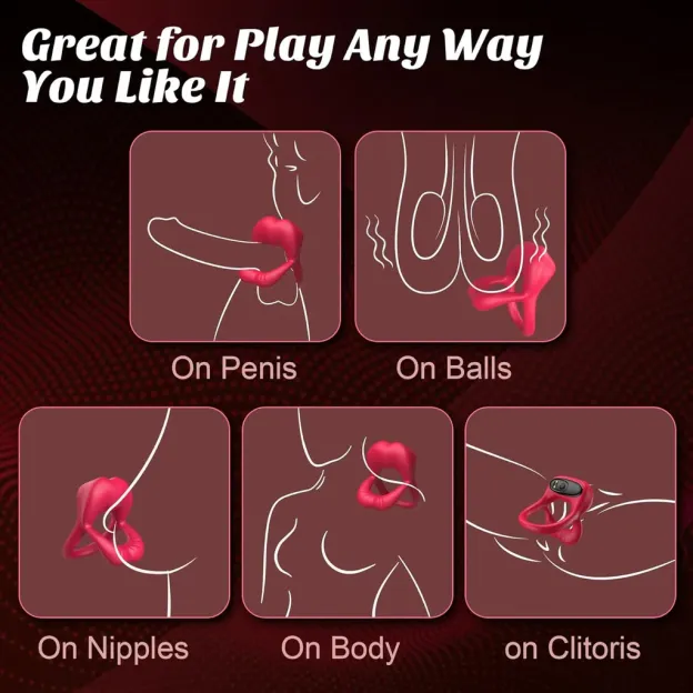 Rose Vibrating Cock Ring with Sexy Licking Clitoris-WeLovePlugs