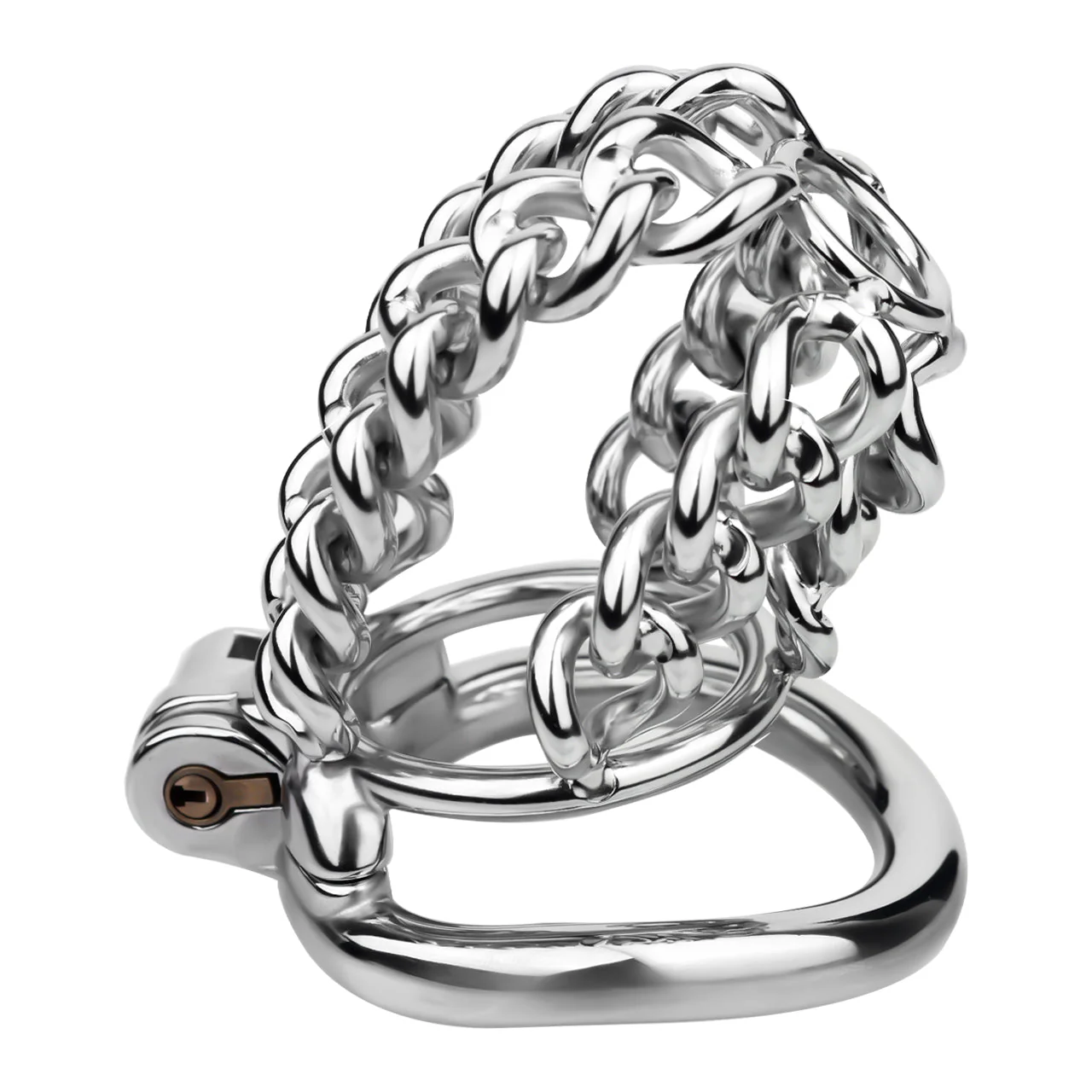 Thick Chainmail Chained Steel Chastity Cage-WeLovePlugs